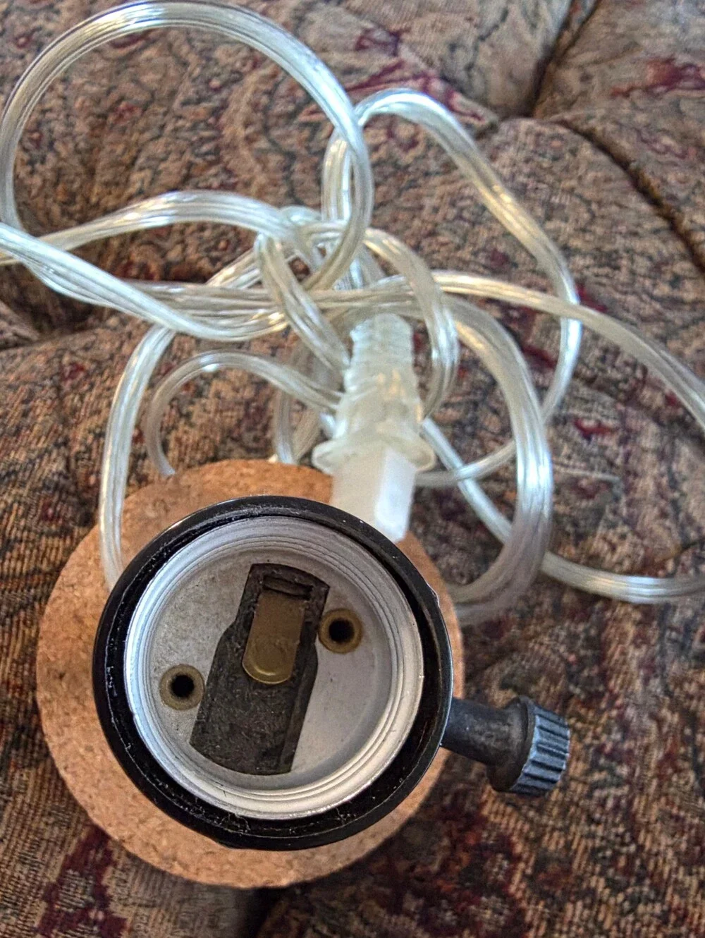 Universal Cork Lamp Insert Socket with Clear Power Cord